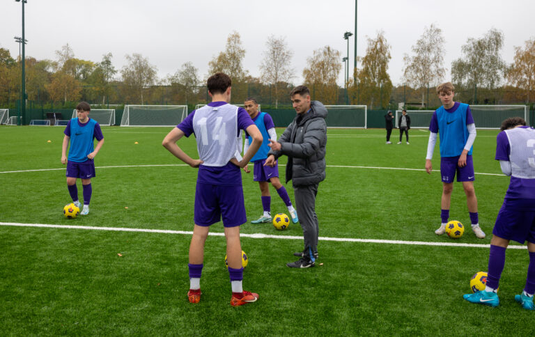 Tottenham Development Coach Matthew Sharman coaches CBC Students