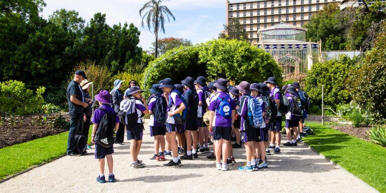 Junior students visiting the Adelaide Botanic Gardens